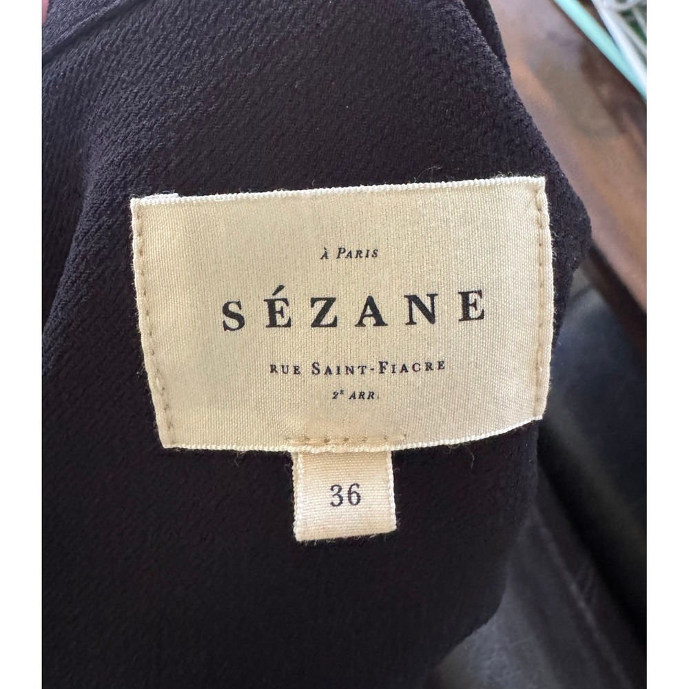 Sezane Abelia Wrap Blouse French 36 Black Lace Cuff Button Detail NWOT - Picture 3 of 4